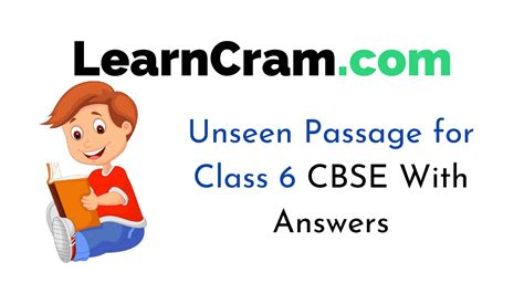 Unseen Passage For Class 6 Cbse With Answers Learn Cram