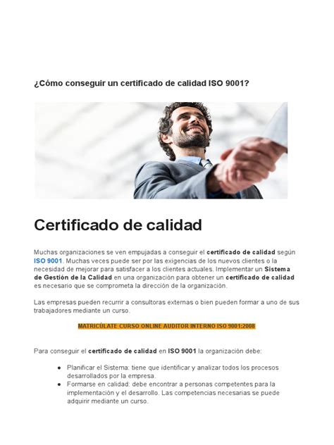 como conseguir  certificado de calidad iso   calidad
