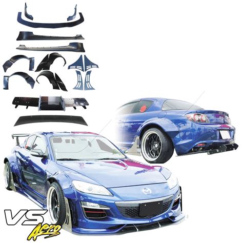 VSaero FRP TKYO Wide Body Kit W Wing SE3P For RX 8 Mazda 09 11