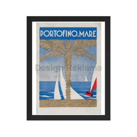 Portofino Mare, Italy Poster, circa 1933. Framed Vintage Travel Poster ...