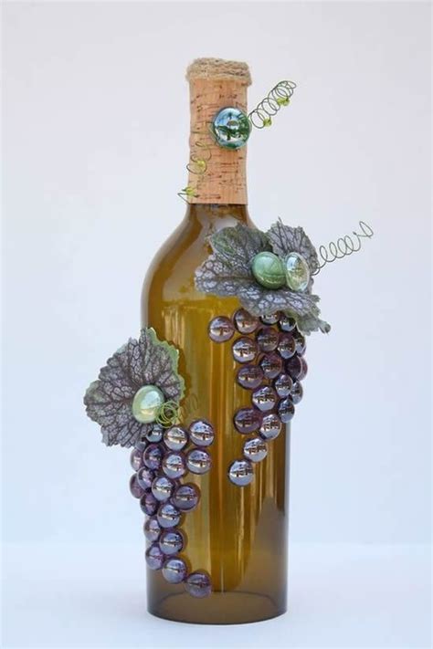 Wine Bottle Flowers Glitter Wine Bottles Wrapped Wine Bottles Old