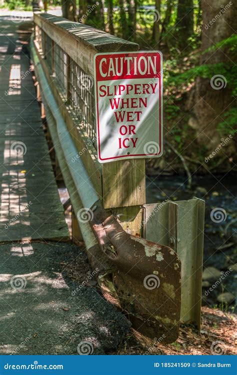 Guard Rail on Bridge with Signage Stock Image - Image of closeup, rail: 185241509