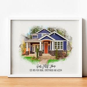 Custom Watercolor House Portrait Personalized Housewarming Gift