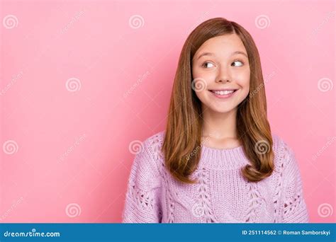 Portrait Of Attractive Cheerful Curious Teen Girl Thinking Copy Space