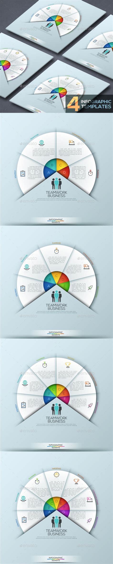 Modern Infographic Circular Template 4 Items Circle Infographic