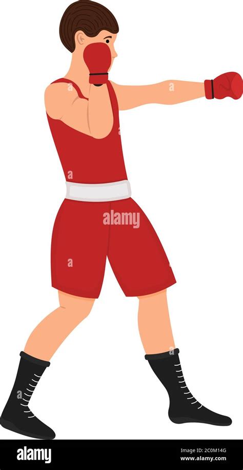 Male Boxer Cartoon Character Boxing Man Vector Illustration Sportsman