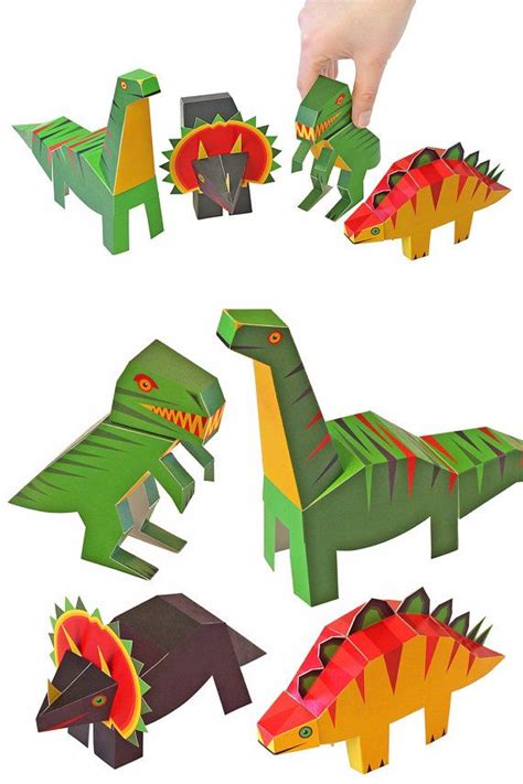 Dinosaurs Paper Toys 4 Dinosaurs DIY Papercraft Kit 3D Paper Toys