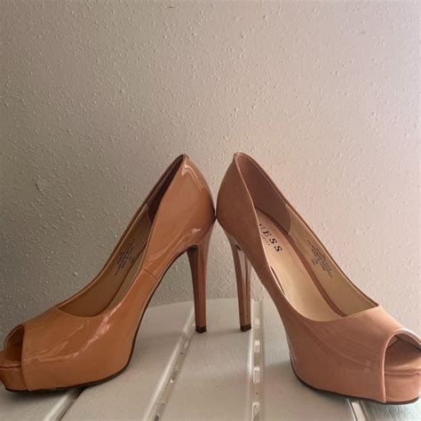 Guess Shoes Guess 7 M Stiletto Tall High Heel Tan Nude Pumps Patent