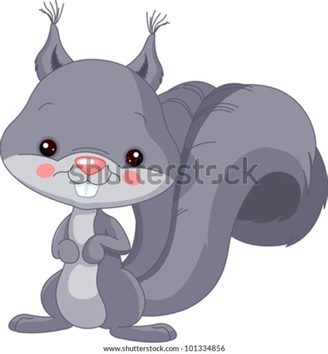 Fun Zoo Illustration Cute Gray Squirrel Stock Vector Royalty Free