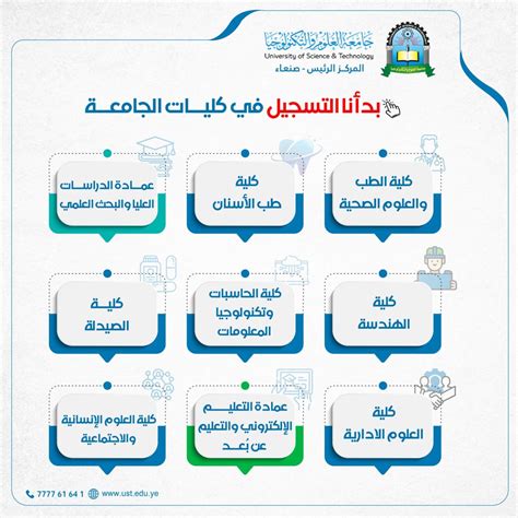 بدأنا التسجيل في كليات جامعة العلوم والتكنولوجيا جامعة العلوم والتكنولوجيا