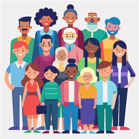 Paper Cut Out Illustration Of Large Diverse Group Of People In Various