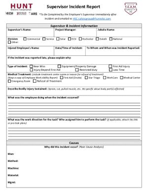 Fillable Online HAZARD INCIDENT REPORT FORM To Be Completed By Fax