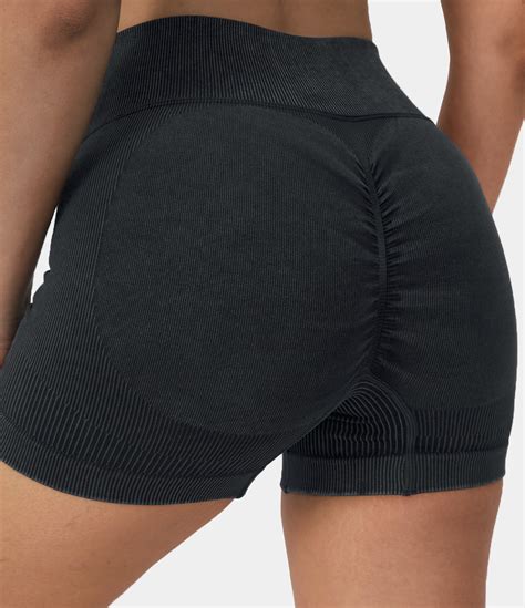 Women S Seamless Flow High Waisted Butt Lifting Ruched Yoga Shorts Halara