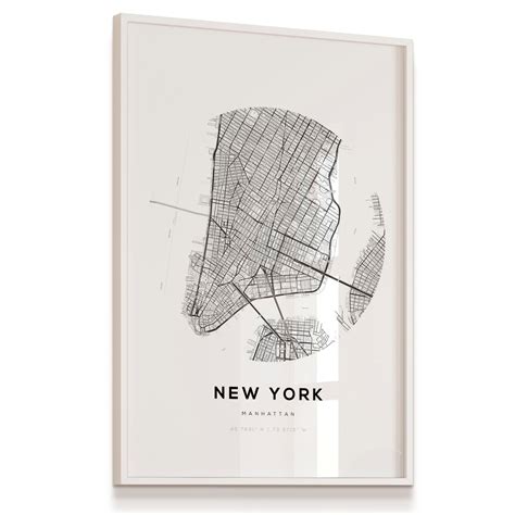 Quadro Decorativo Mapa Manhattan Nova York Nome De Ruas Art Parede