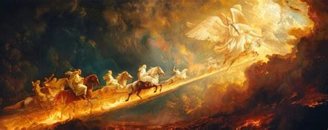 Premium Photo | Elijah ascending to heaven in a chariot of fire Elisha ...