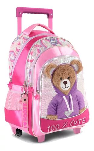 Mochila Carro Footy Pulgadas Teddy Luz Led Escolar Nena Env O Gratis