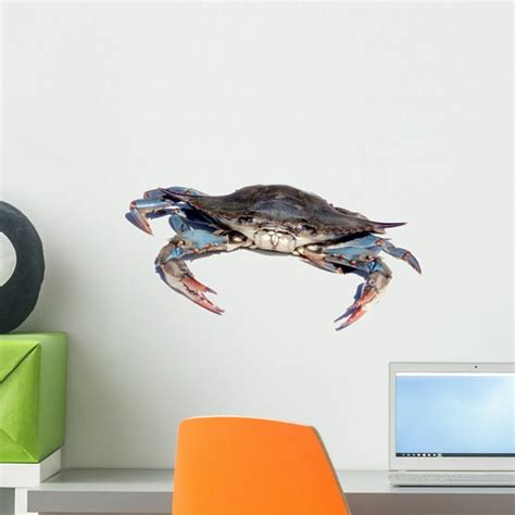 Blue Crab Over White Wall Decal By Wallmonkeys Peel And Stick Graphic