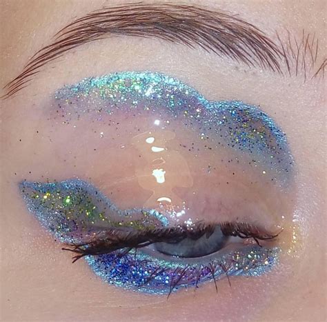 Editorial Style Eye Look Glitter Eye Makeup Blue Glitter Eye Look