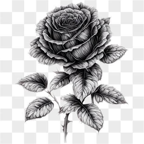 Descarga Dibujo de Rosa en Blanco y Negro PNGs En Línea Creative Fabrica