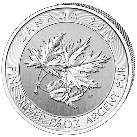 2015 1 5oz 8 CAD Canadian Silver Multi Maple SuperLeaf Coin European