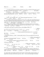 Exam 1 Practice Sheet Pdf Physics 211 Exam 1 Practice Name 1 An