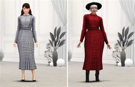 Duchess Of XIX Houndstooth Pattern Midi Coat Dress Create A Sim