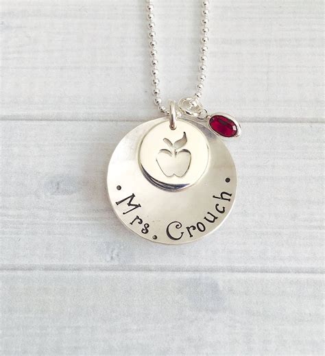 Personalized Teacher Necklace Teachers Jewelry Teacher