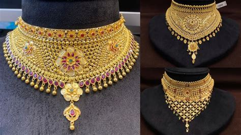 Pure Beautiful Gold Choker Necklace Designs Heavy Weight Choker Necklace Collection Youtube