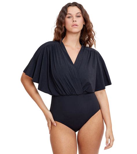 Gottex Modest Womens Solid Surplice Blouson One Piece Swimsuit At