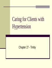 Caring For Clients With Hypertension Ppt Caring For Clients With