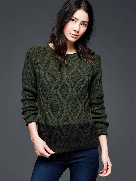 Gap Cable Knit Pullover Sweater In Green Forbidden Forest 425 Lyst