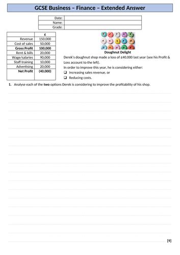 Gcse Business 9 1 Ocr Finance Assessment And Revision Resource Pack