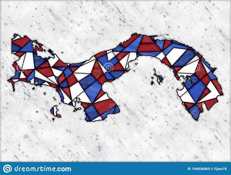 Stained Glass Style Design For Decoration With The Shape Of The Territory Of Panama Stock