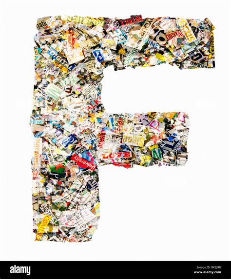 The Letter F Made From Newspaper Confetti Stock Photo Alamy