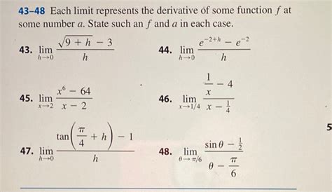 Solved Each Limit Represents The Derivative Of Some Chegg