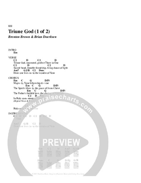 Triune God Chords Pdf Brian Doerksen Praisecharts