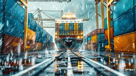 premium photo container shipping  industrial harbor global trade