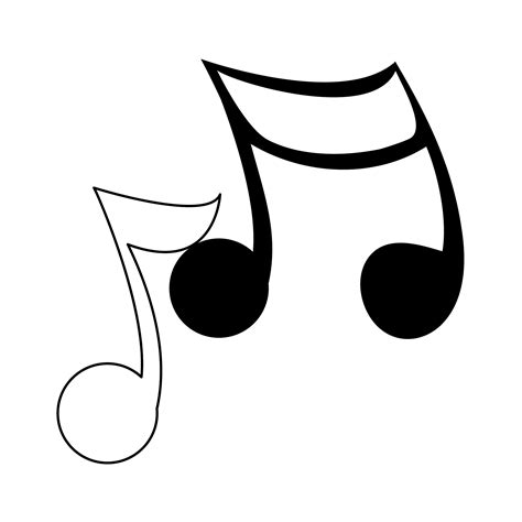 Music notes symbol isolated cartoon in black and white 1972347 Vector ...