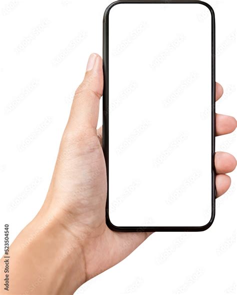 Hand Holding Mobile Phone With Empty Screen Mock Up Png File No