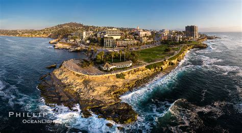 Aerial Panoramic Photo of Point La Jolla at sunset, California