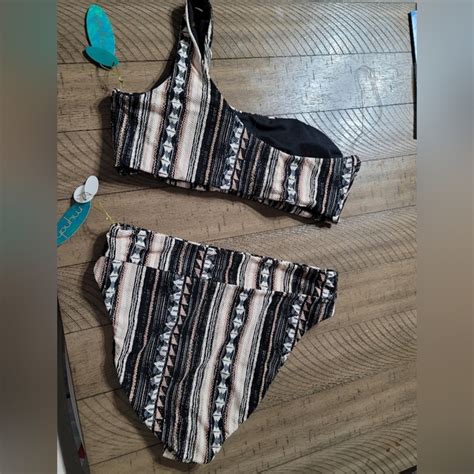 Mynah Swim Mynah Abstract Aztec Design Bralette Bikini Swimsuit Xl Assymetrical Poshmark