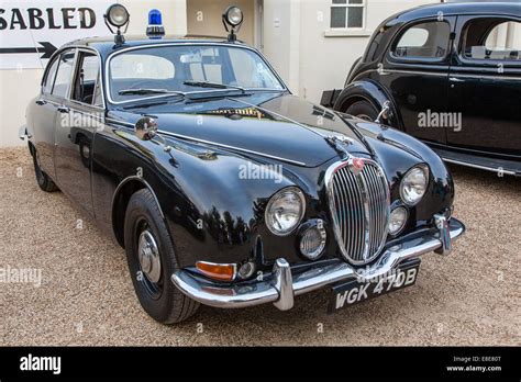 Classic vintage black Jaguar Mk1 saloon police car at the Goodwood ...