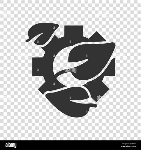 Leaf And Gear Icon In Flat Style Cog With Plant Vector Illustration On