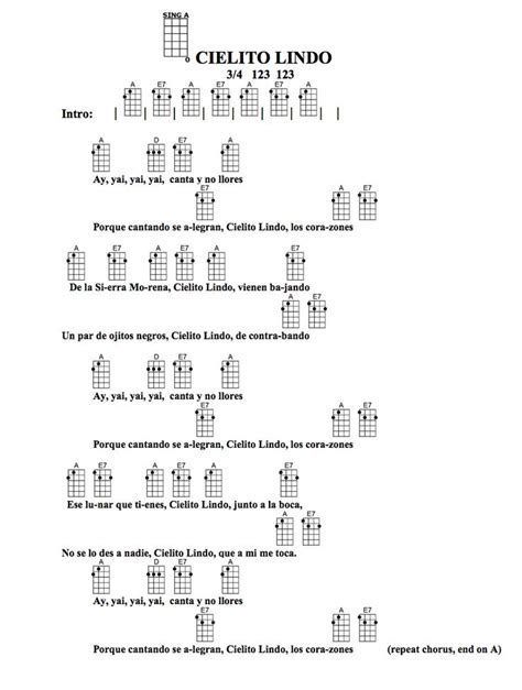 Cielito Lindo Ukulele Canciones De Ukelele Letra De Cantos Catolicos Acordes Ukulele