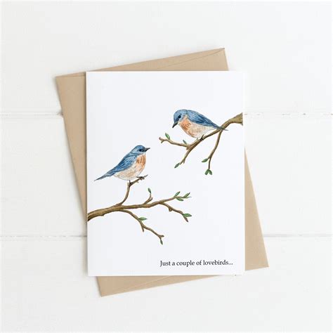 Love Birds Greeting Card Watercolor Card Valentines Card Etsy