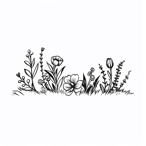 Premium Photo | A drawing of a flower garden with grass and flowers ...