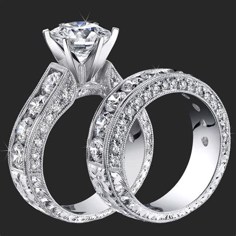 Miodigitalphotoshop Elegant Round Diamond Wedding Ring Sets