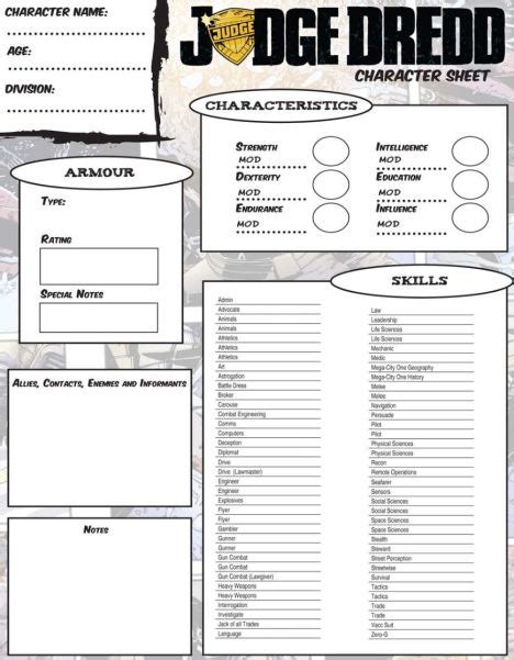 Judge Dredd Traveller Character Sheets Polyhedral Nonsense