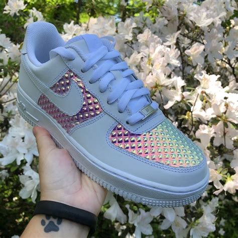 Hand Placed Holographic Diamonds Customized Nike Air Force Sperfect