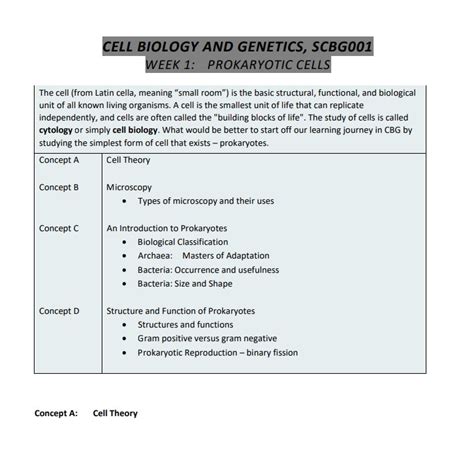 Cell Biology And Genetics NoteXchange